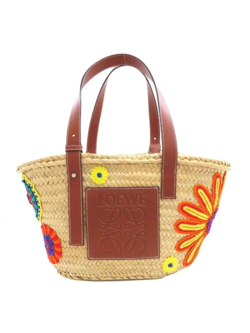 Loewe Flower Basket Tote Bag Calfskin Palm Leaf